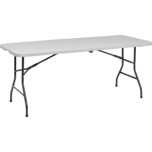 Bierzeltgarnitur Taloga, 3-teilig, Kunststoff, zusammenklappbar, Tisch mit schwarzem Gestell.