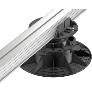 GS Terrassen Stelzlager (120-170 mm) mit Balkenaufnahme, justierbar für Terrassendielen.
