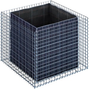 Eckiges Gabiona Gabionen-Hochbeet, 80x100x100 cm, Maschenweite 5x5 cm, Drahtkorb mit Vlies.