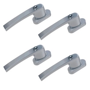 4er Set abschließbare Basi Fenstergriffe FG 503, silberfarben, mit Schlüssel für Tür- und Fenstersicherung.