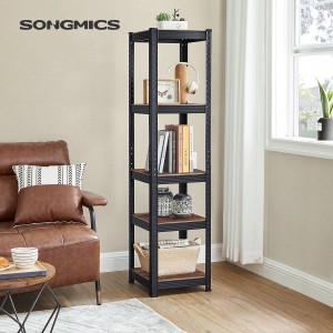 Songmics Schwerlastregal, braun-schwarz, 5 Böden, Metallgestell. Ideal für Keller, Garage oder Wohnraum.