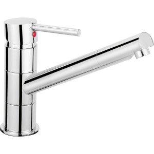 Chromfarbene baliv Küchenarmatur KI-5150, ein Einhebelmischer mit schwenkbarem Auslauf.