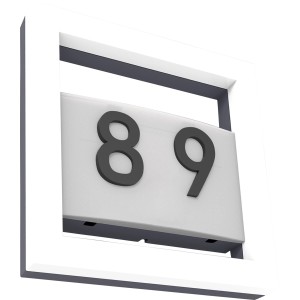 Lutec LED Hausnummerleuchte Alice mit Ziffern-Aufklebern, weiße Außenleuchte.