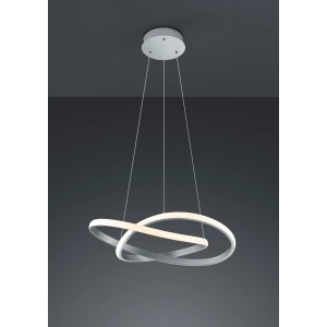 Moderne LED-Pendelleuchte Course, Nickel matt, 27W, warmweiß, dimmbar.
