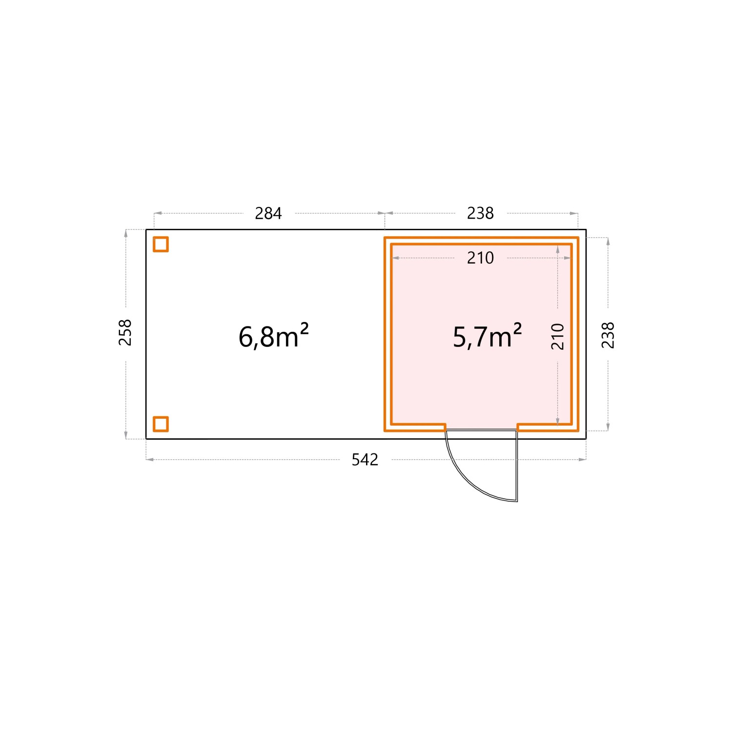 Gerätehaus Classico 2424 mit Offene Lounge L Links 522 cm x 238 cm Hellgrau_10