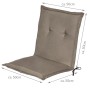 Taupe Beautissu Niedriglehner Auflage Loft NL für Gartenstuhl, 100x50cm, mit Heftungen und Befestigungsschnüren.