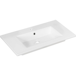 Fackelmann Waschbecken, 80 cm, aus Keramik, weiß, für Waschplatz B.perfekt Ast-Eiche.