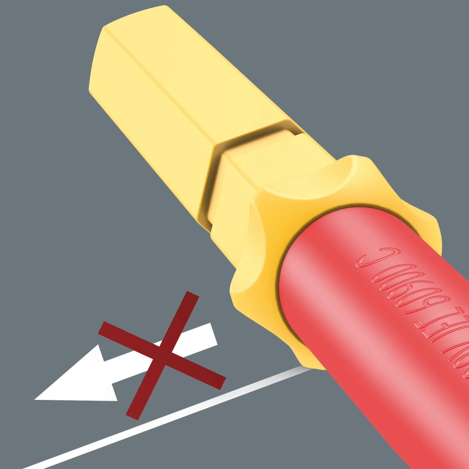 Detailaufnahme Wera Kraftform Schraubendreher mit Abrollschutz.