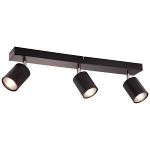 Schwarzer, 3-flammiger LED-Deckenstrahler Taio von Brilliant, 52,5 cm breit.