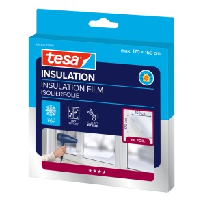 Verpackung der tesa® Insulation Thermo Cover Fensterfolie, 1,70x1,50m. Durchsichtige Isolierfolie für Fenster.