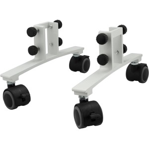 Weisse Standfüsse Infrae mit Rollen für Heizpaneele, Aluminium.