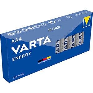 Varta Energy Micro (AAA) Batterien, 10er-Pack in blauer Verpackung.