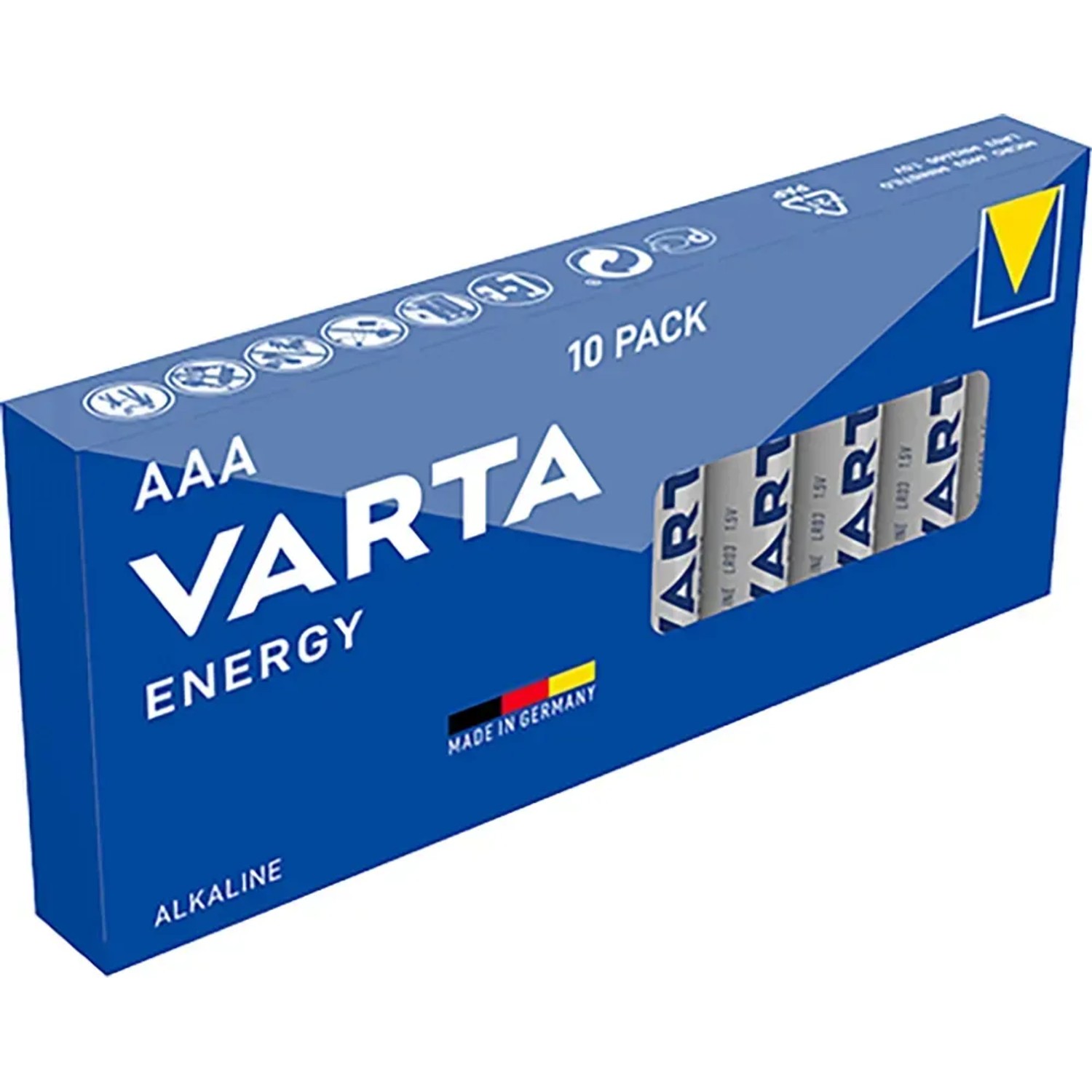 Varta Energy Micro (AAA) Batterien, 10er-Pack in blauer Verpackung.