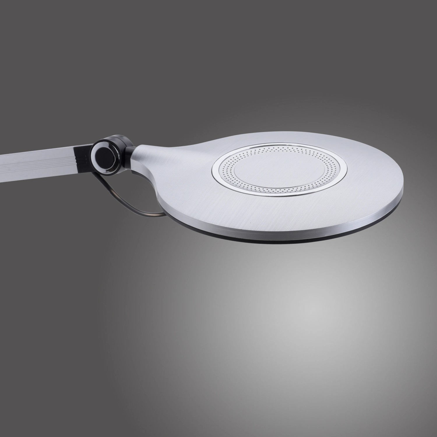 Just Light Schreibtischleuchte Niklas, silberfarbene LED Lampe mit Touchdimmer und einstellbarer Lichtfarbe.