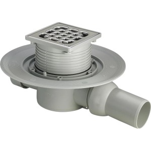 Viega Advantix Badablauf DN 50 waagerecht mit Edelstahlrost 100x100 mm