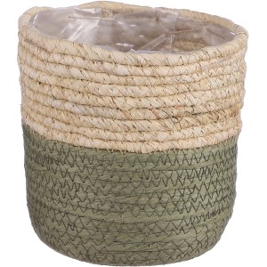 Runder, grüner Korb Rachel von Mica Decorations, Ø 14 cm, ideal als Übertopf für Pflanzen.