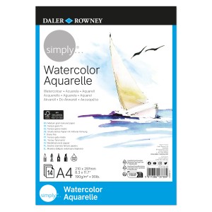 Daler Rowney Aquarellpapier A4, Simply, mit Segelboot-Motiv. Ideal für Aquarellmalerei.