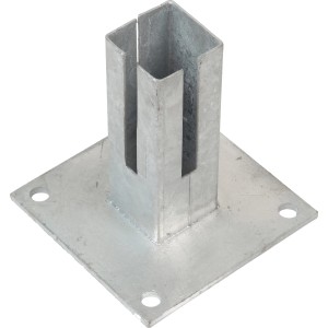 Verzinkte Bodenplatte für 60x60 mm Eckpfosten, Zubehör für Zaunbau.