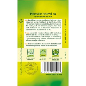 Samentüte Quedlinburger Petersilie 'Festival 68', glattblättrig, für Freilandanbau.