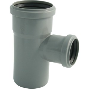 Marley HT-Einfachabzweig DN 75/50, 87 Grad, für Abwasserleitungen im Gebäude, aus grauem Kunststoff.
