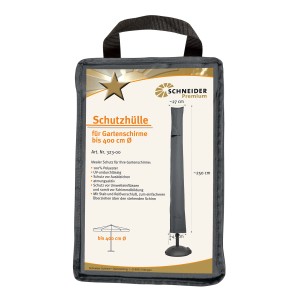 Verpackte Schneider Premium Schutzhülle für Gartenschirme bis Ø 400cm, mit Reißverschluss und Stab.