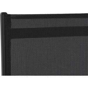 Detailansicht: Anthrazitfarbener Gartenstuhl Siena Garden Tesoro mit Ranotex-Gewebe.