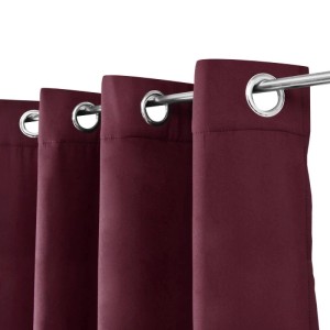 2 Bordeaux Beautissu Thermo Vorhänge Amelie 140x245 cm mit Ösen an Gardinenstange.