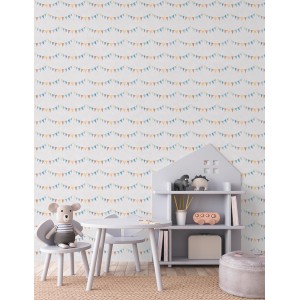 A.S. Creation Vliestapete Girlande beige-bunt im Kinderzimmer.