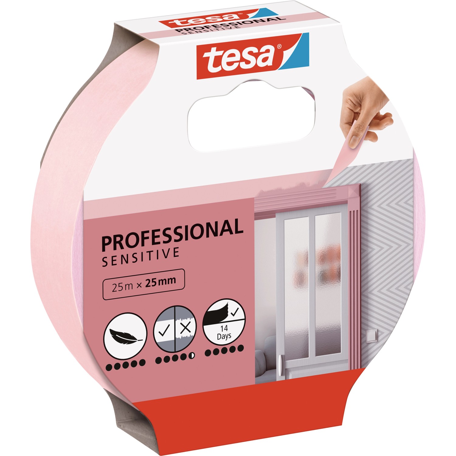 Tesa Malerband Professional Sensitive, 25mm x 25m, für empfindliche Oberflächen.