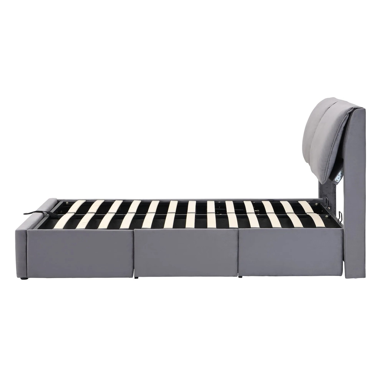 okwish Polsterbett 140x200cm mit 3 Schubladen Schlafzimmer Grau ohne Matratze_10