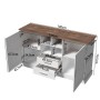 okwish Sideboard mit 2 Türen 2 Schubladen Wohnzimmer 140x40x79cm Weiß_5