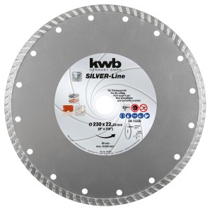 kwb Diamant-Trennscheibe Silver-Line, 230 mm, für Winkelschleifer. Zum Schneiden von Fliesen und Keramik.