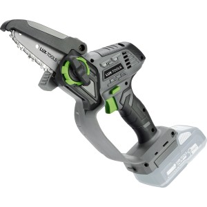 LUX-TOOLS Akku-Astsäge 20V, graue Akku-Kettensäge für Garten- und Baumpflege.