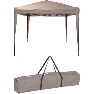 Partyzelt Easy-Up, Stahlgestell, Polyester, taupefarben, mit Tragetasche.