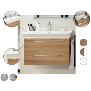 Fackelmann Waschbeckenunterschrank Milano Asteiche 80 cm mit zwei Schubladen und Softclose.