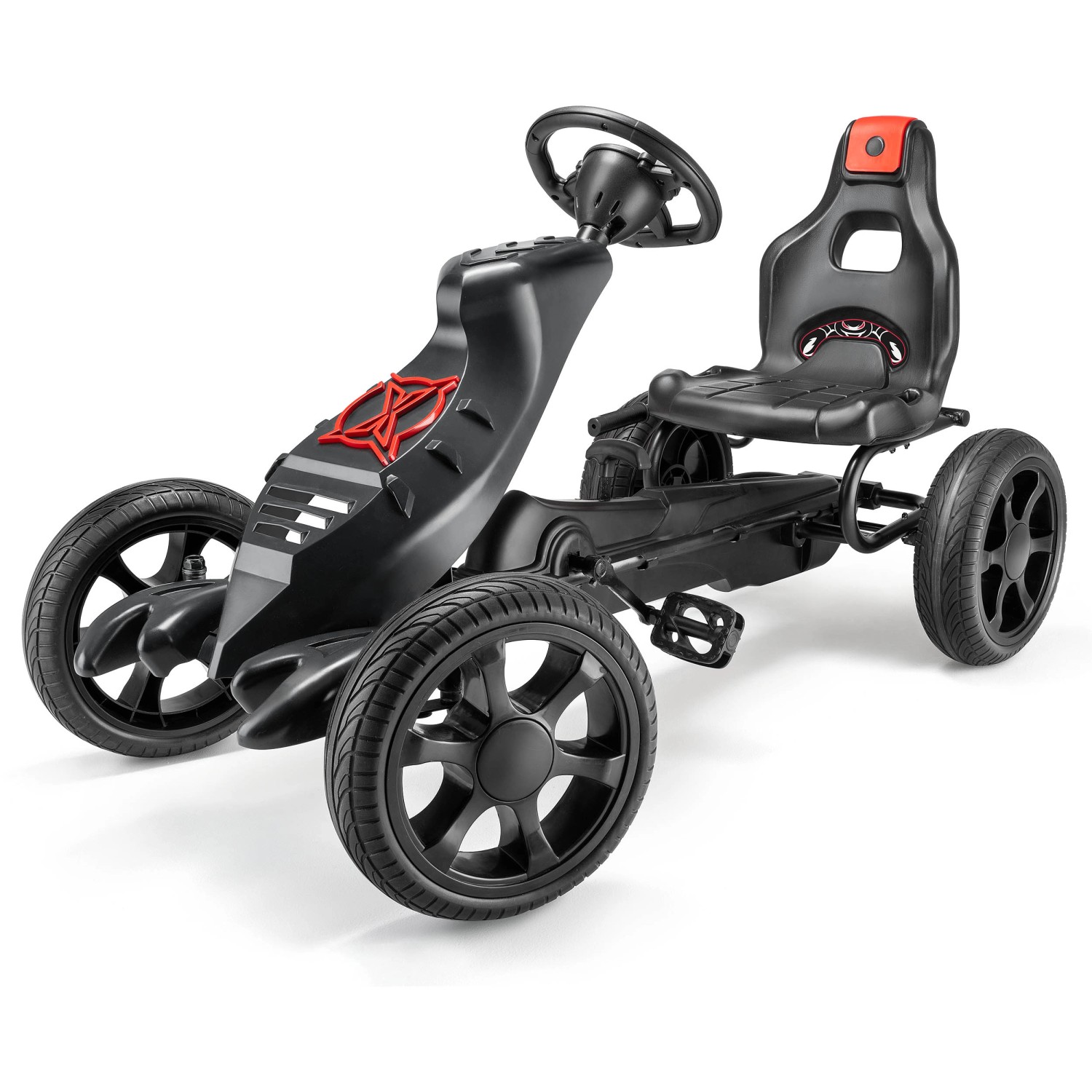 Schwarzes Xootz Go-Kart Venom mit roten Akzenten, ideal für Kinder ab 5 Jahren.
