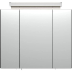 Posseik Spiegelschrank, 75 cm breit, Anthrazit mit Softclose und Aufsatzleuchte.