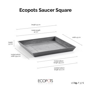 Ecopots Untersetzer Rotterdam Grau 43 x 43 cm