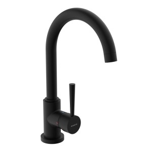 Schütte Spültischarmatur Cornwall Schwarz Matt. Einhebelmischer mit hohem, schwenkbarem Auslauf & Cold-Start-Funktion.
