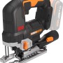 Worx Nitro Akku-Pendelhubstichsäge WX542.9, 20V, ohne Akku. Stichsäge in Schwarz und Silber mit orangenen Akzenten.