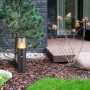 Schwarze, matte Globo Außenleuchte im Garten, 50cm hoch. Wegeleuchte mit Sensor für den Außenbereich.