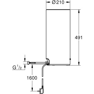 Grohe Red Boiler L-Size Chrom: Schema mit Maßen für Installation und Anschlüsse.