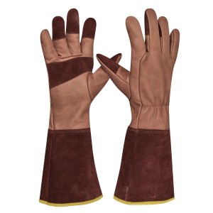 Gebol Rosenhandschuh Ilex Gr. 10,5, braune Leder Arbeitshandschuhe mit langem Schaft.
