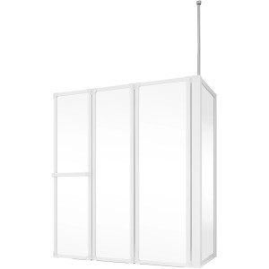 Schulte Badewannenaufsatz Softline hell, 3-teilig mit Seitenwand und Handtuchhalter.