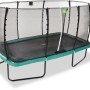 Rechteckiges, grünes EXIT Allure Classic Gartentrampolin 244x427 cm mit Sicherheitsnetz.