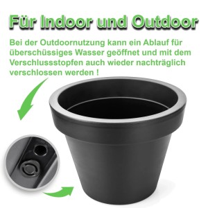 BigDean Blumentopf XXL Durchmesser 60 Cm Classic Anthrazit Mit 360 Grad Rollen Wiederverschließbarer Wasserablauf Wetterfester Kunststoff Pflanzkübel