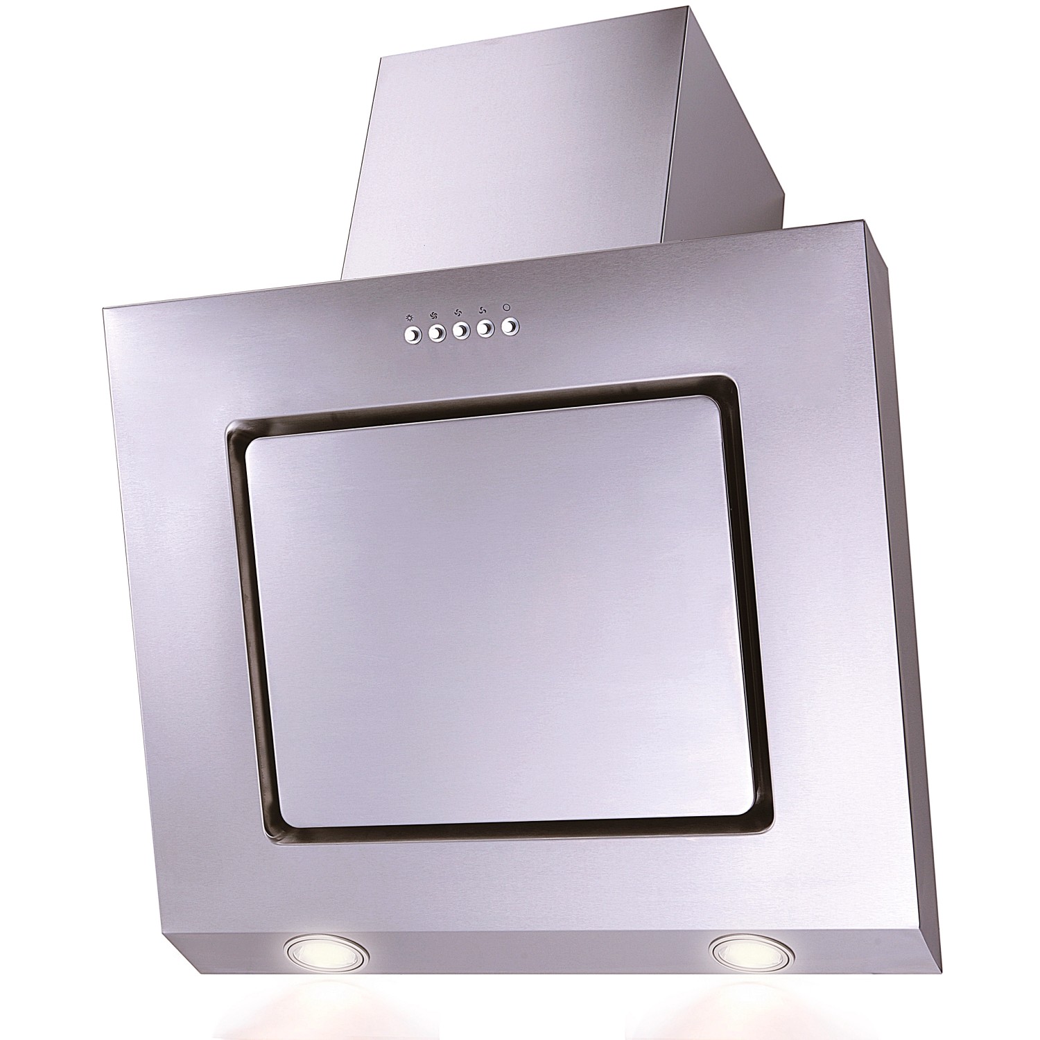 Dunstabzugshaube aus Edelstahl mit Randabsaugung und LED-Beleuchtung für Einbauküchen.