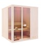 Finntherm Sauna Oda aus Naturholz mit Glastür, 244x194 cm. Massivholzsauna für entspannte Stunden.
