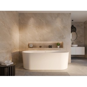 Freistehende, weiße Ottofond Badewanne Mince, 155 cm, im modernen Badezimmer.