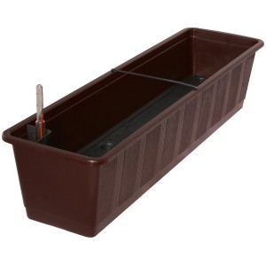 Brauner Geli Blumenkasten Aqua-Green 5 l mit Wasserstandsanzeiger.